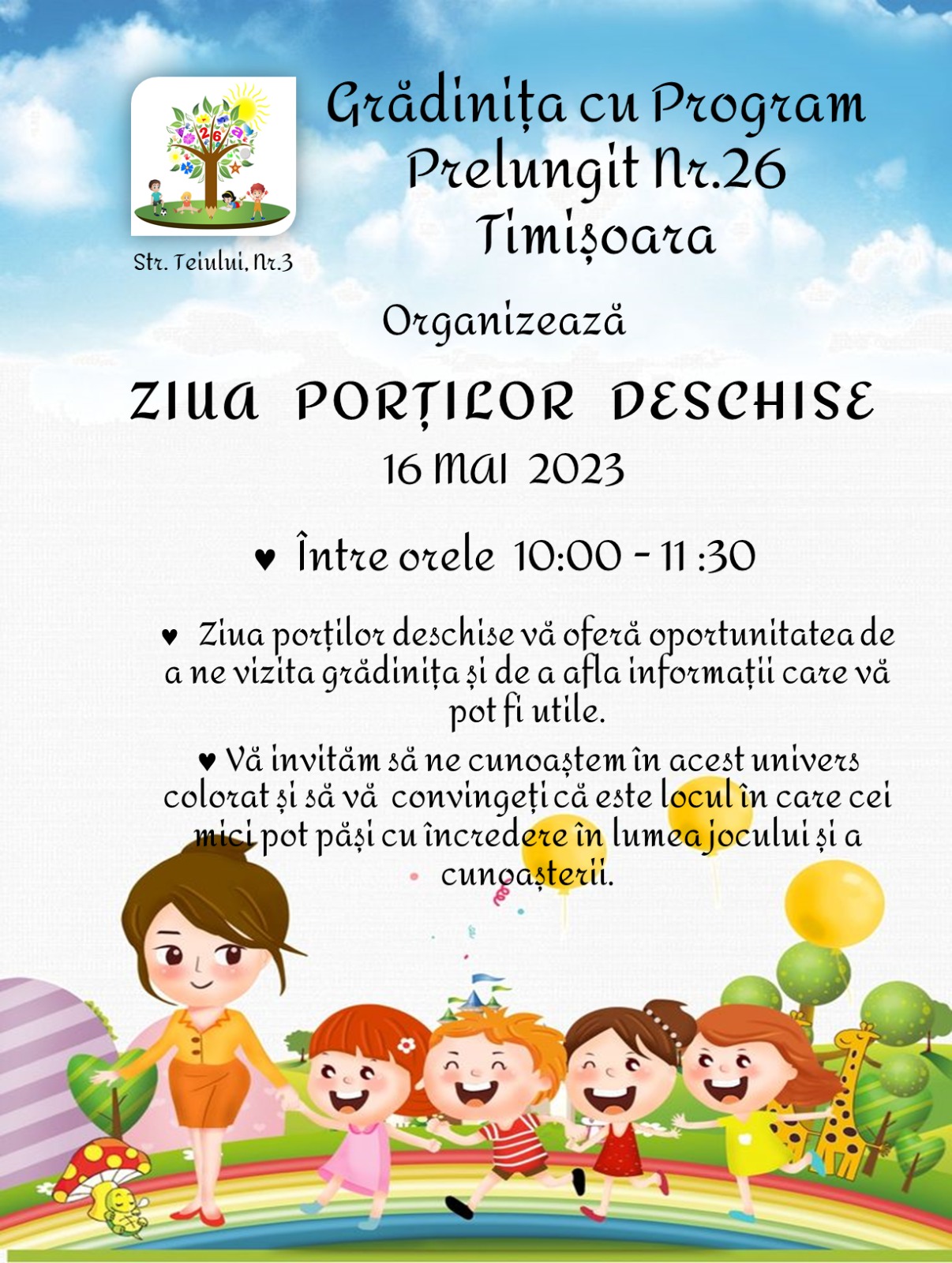 Ziua portilor deschise 2023 gradinita pp26 timisoara